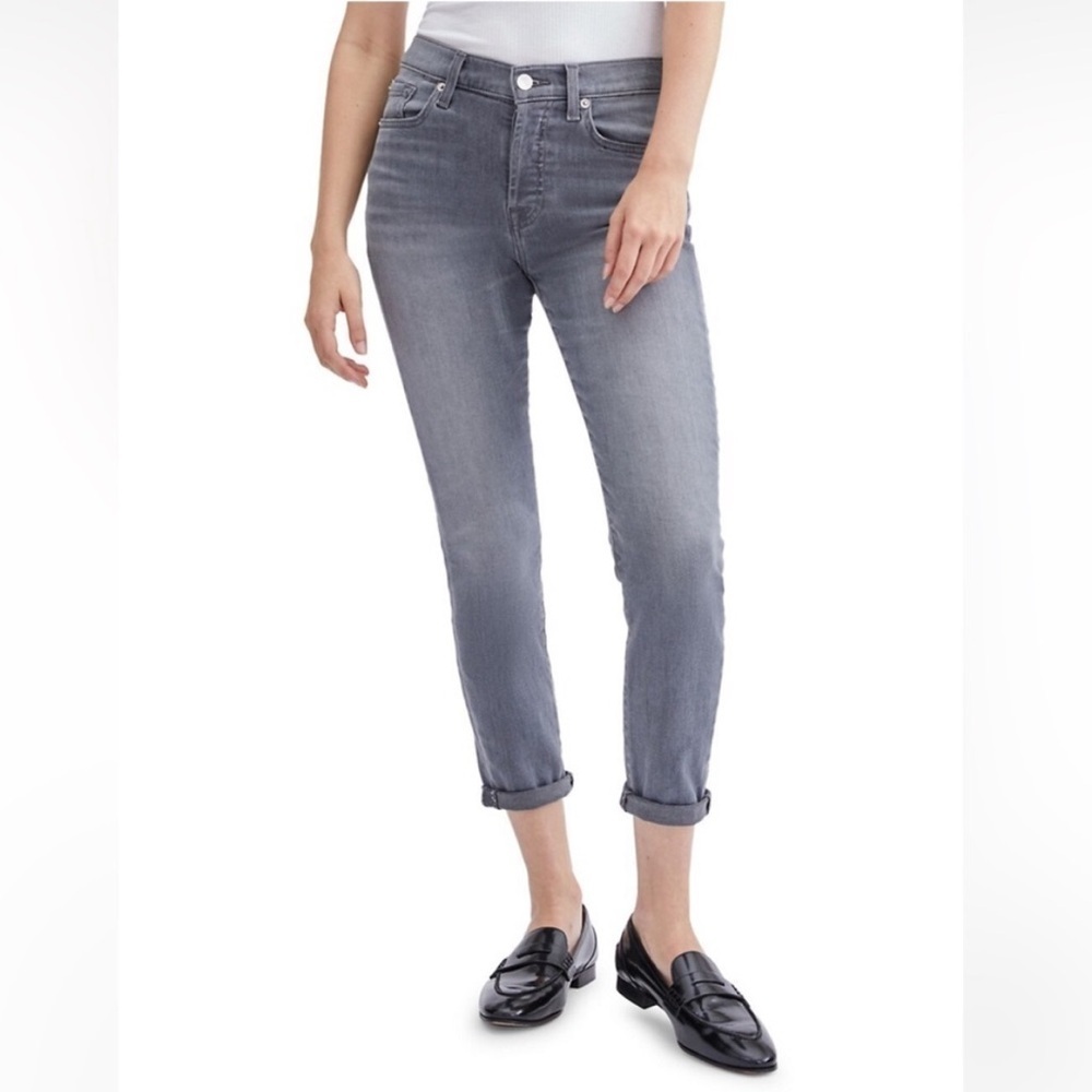7 for all Mankind Luxe Vintage Josefina Gray Wash Skinny Denim Jeans Sz 30